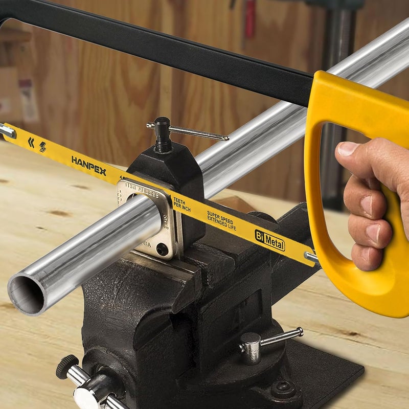 Hanpex 12in. High-Tension Hacksaw Frame with 24 TPI Bi-metal Blade, Hand Saw Suitable for Metal, wood, PVC, Carpentry - Image 4
